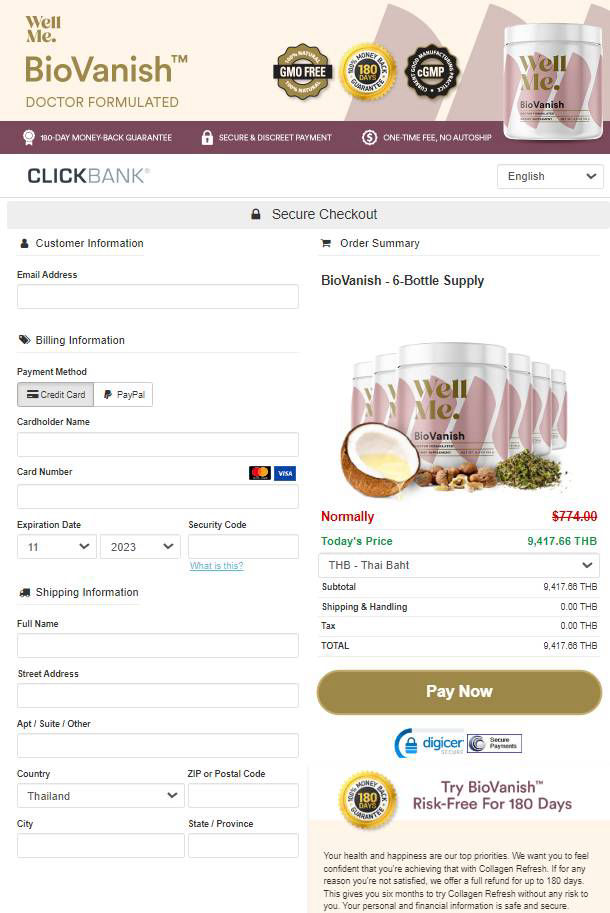 BioVanish - Secure checkout
